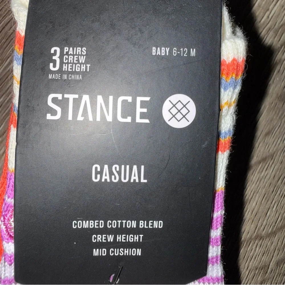 🆕 Stance Baby Crew Socks 3 Pack 6–12 Months Striped Casual Mid Cushion